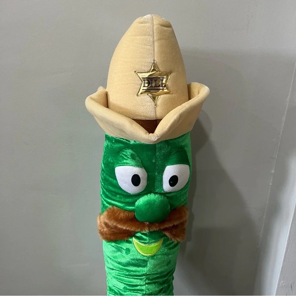 Veggietales Bootleg Large Plush “Sheriff Dill Pickle” Green SixFlags Larry 31”‎
